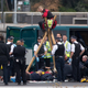 Emergency services surround protesters from the movement Black Lives Matter after they locked themselves to a tripod on the runway at London City Airport in London on Sept. 6, 2016.
DANIEL LEAL-OLIVAS/AFP/Getty Images